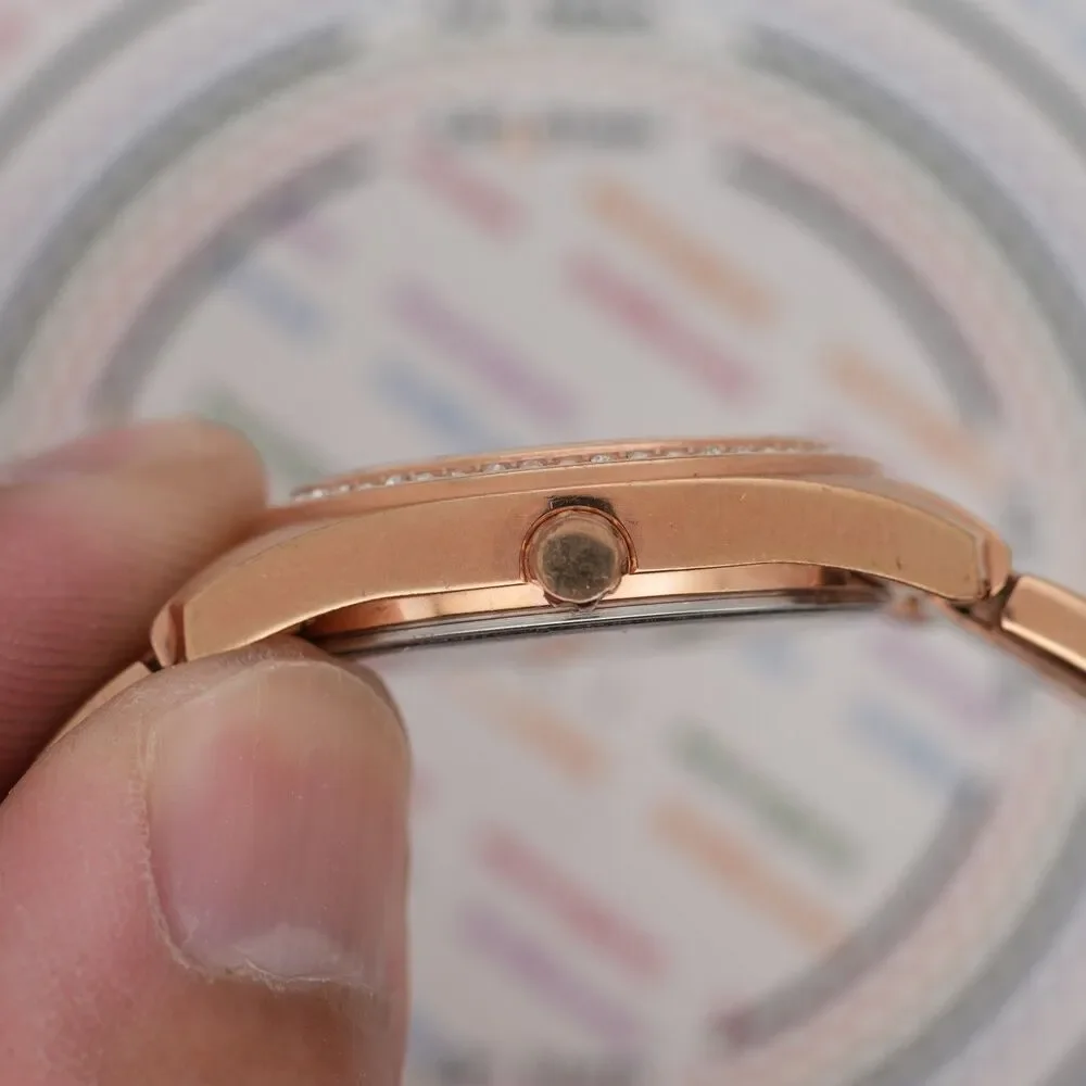 Kenneth Cole KC4791 Rose Gold Crystal Bezel Watch 28mm New Battery